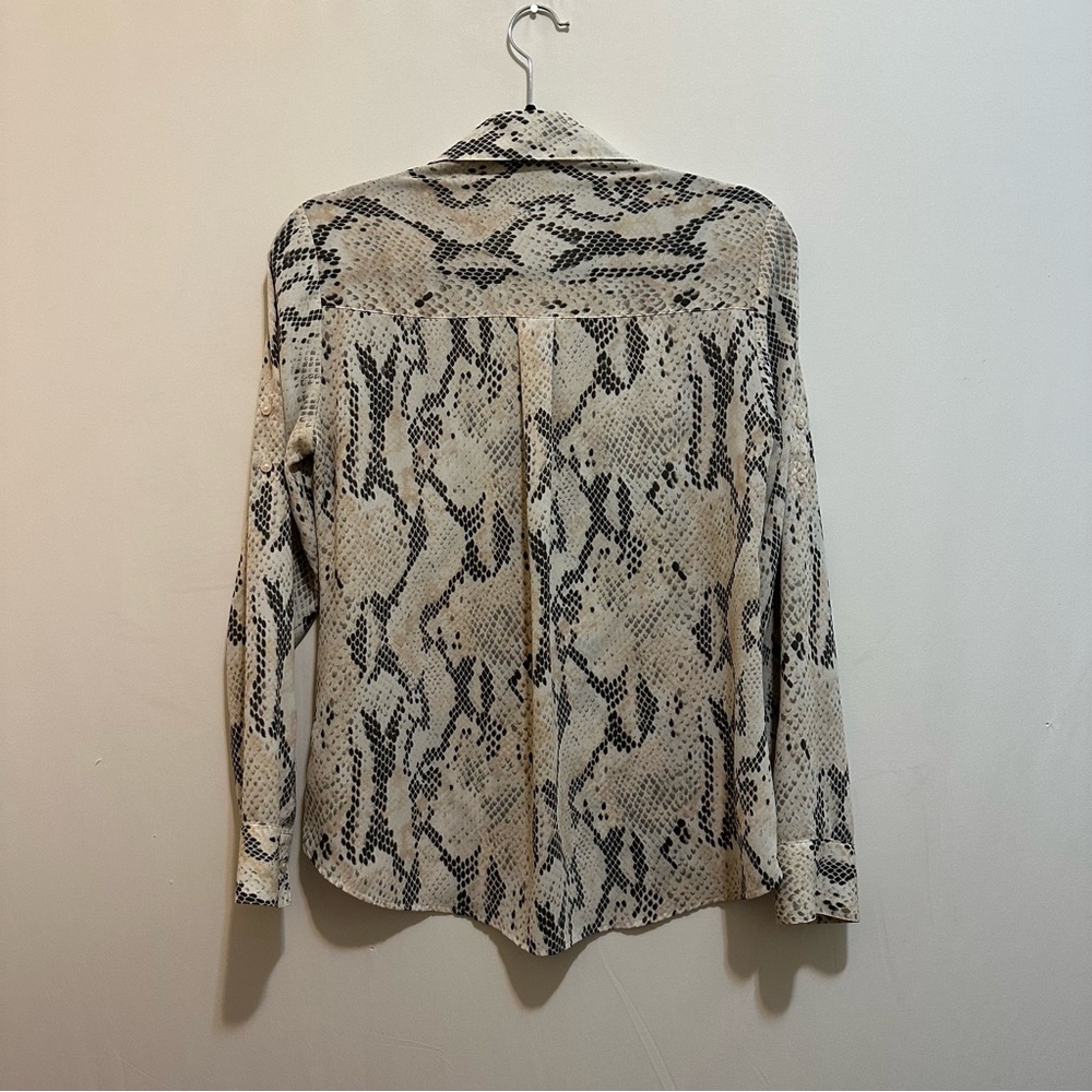 Express Snake Print Button Down Shirt - Black and Cream - Picture 2 of 8